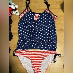 Swimwear Set - Blue and Red Star Pattern
